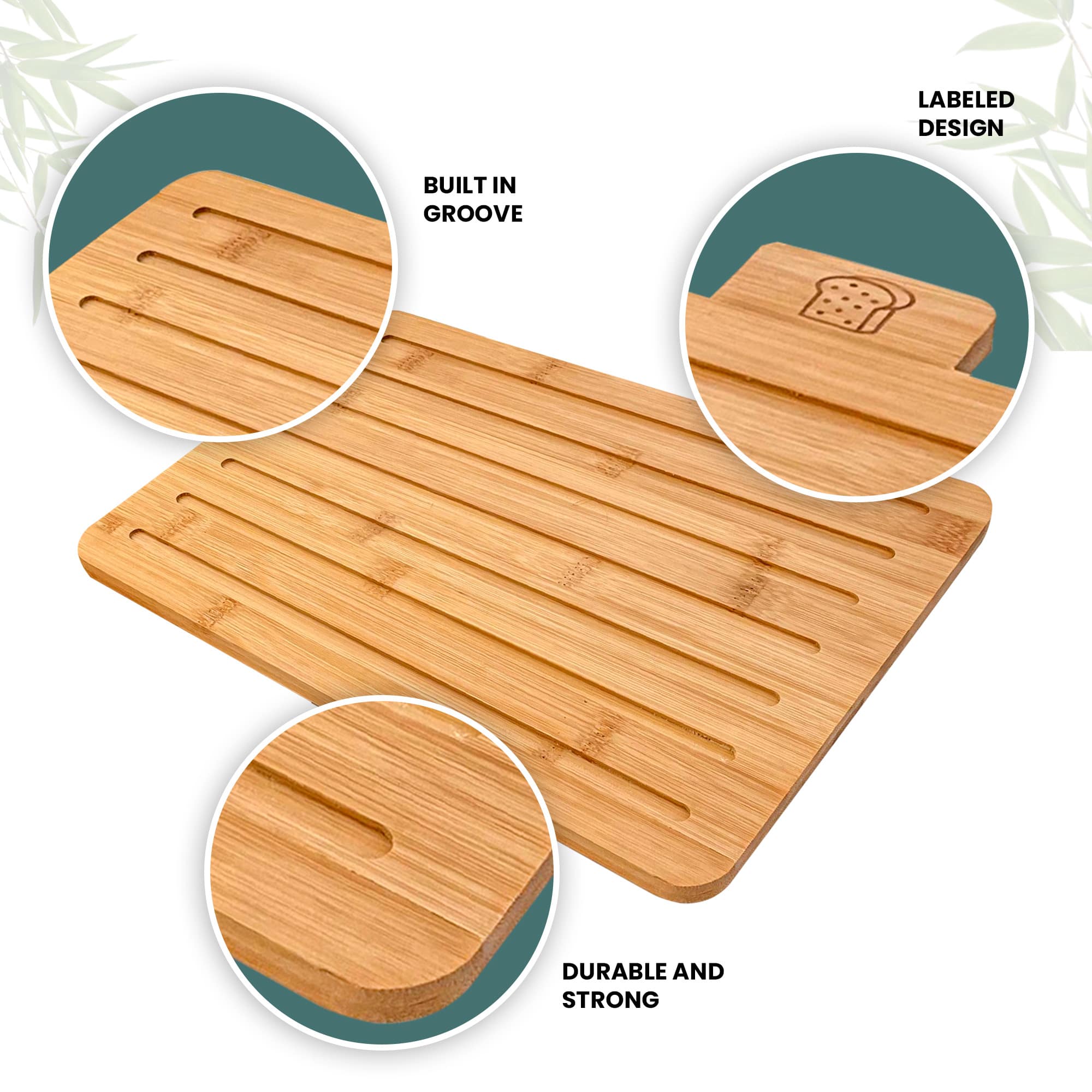 Bamboo Cutting Board Set with Label & Holder – 4 Piece Set – Papa Blue
